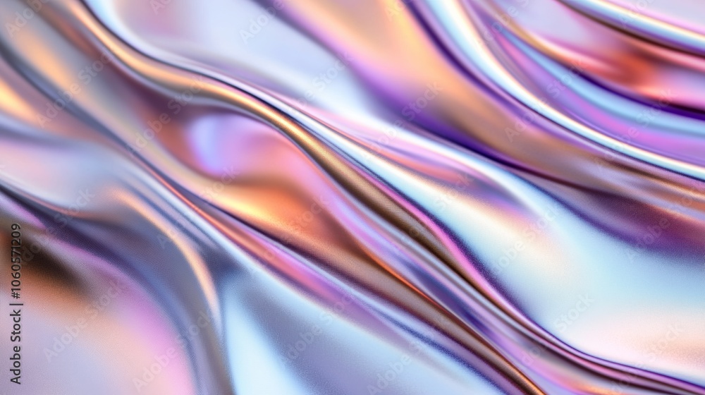 Poster folded metallic sheet with soft light gradients, on a light gray background for a luxurious and soph