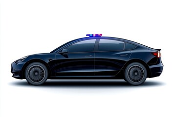 Obraz premium 2D illustration of a police patrol car with lights on, symbolizing the approachable and recognizable look of law enforcement, capturing simplicity and security