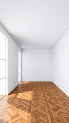 Obraz premium empty room with geometric hardwood floor
