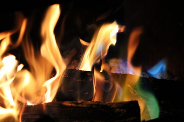 fire burning in a fireplace