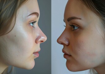 Obraz premium Rhinoplasty.Showing photos before and after