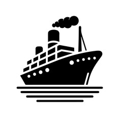 Vintage Sailing Ship Silhouette Vector on Waves - Nautical Icon for Marine and Adventure Themes