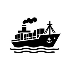 Vintage Sailing Ship Silhouette Vector on Waves - Nautical Icon for Marine and Adventure Themes