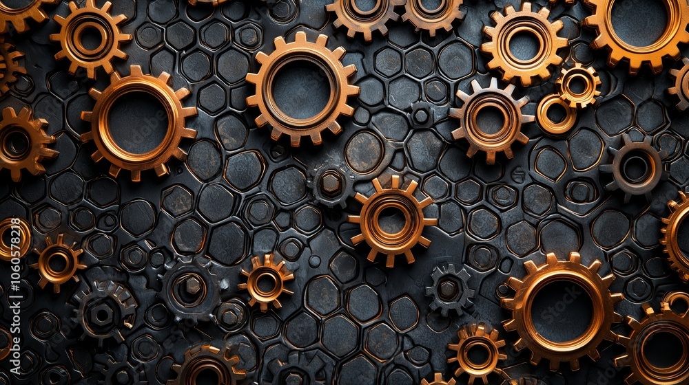 Poster Intricate Clock Gears in High Detail Background