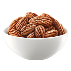 Fototapeta premium bowl with fresh pecan nuts isolated on transparent background Generative Ai.