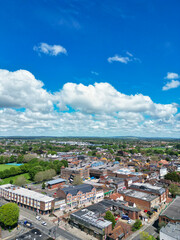 Obraz premium Aerial View of Havant Town of South East Corner of Hampshire, England, United Kingdom. High Angle footage Was Captured with Drone's Camera from Medium High Altitude on May 15th, 2024