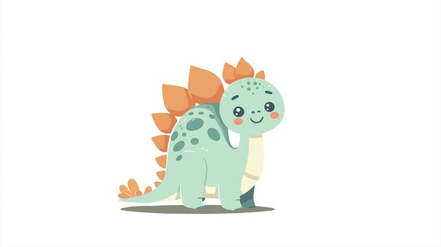 Cute dino with green screen, 2d looping animation