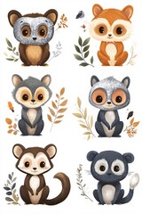 Obraz premium Charming animals showcase their unique personalities amidst nature's delightful backdrop of foliage and whimsy