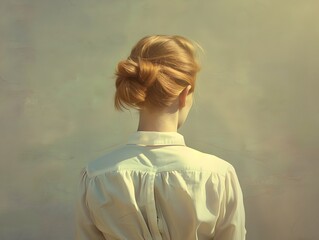 Unguarded Elegance Stylish Woman in Crisp White Shirt with Nostalgic Film Like Aesthetic