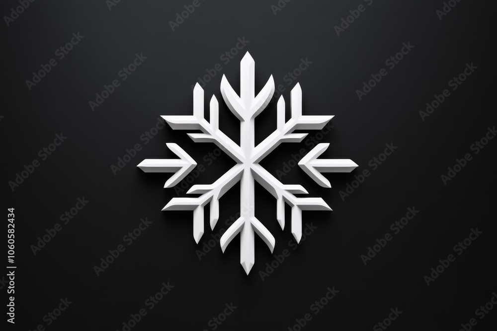 Poster minimalist line art of a snowflake with simple details, capturing the clean, delicate beauty of snow