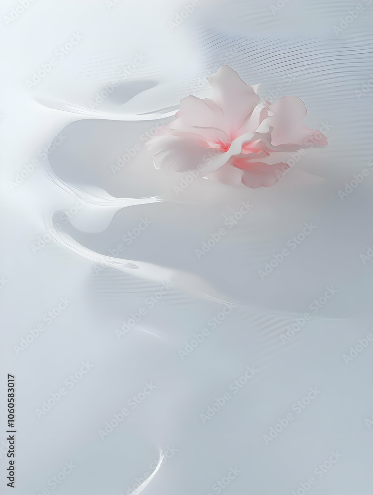 Poster a delicate flower floats on a smooth, reflective surface, creating a serene and calming atmosphere.