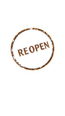 circular stamp with the word 'reopen'
