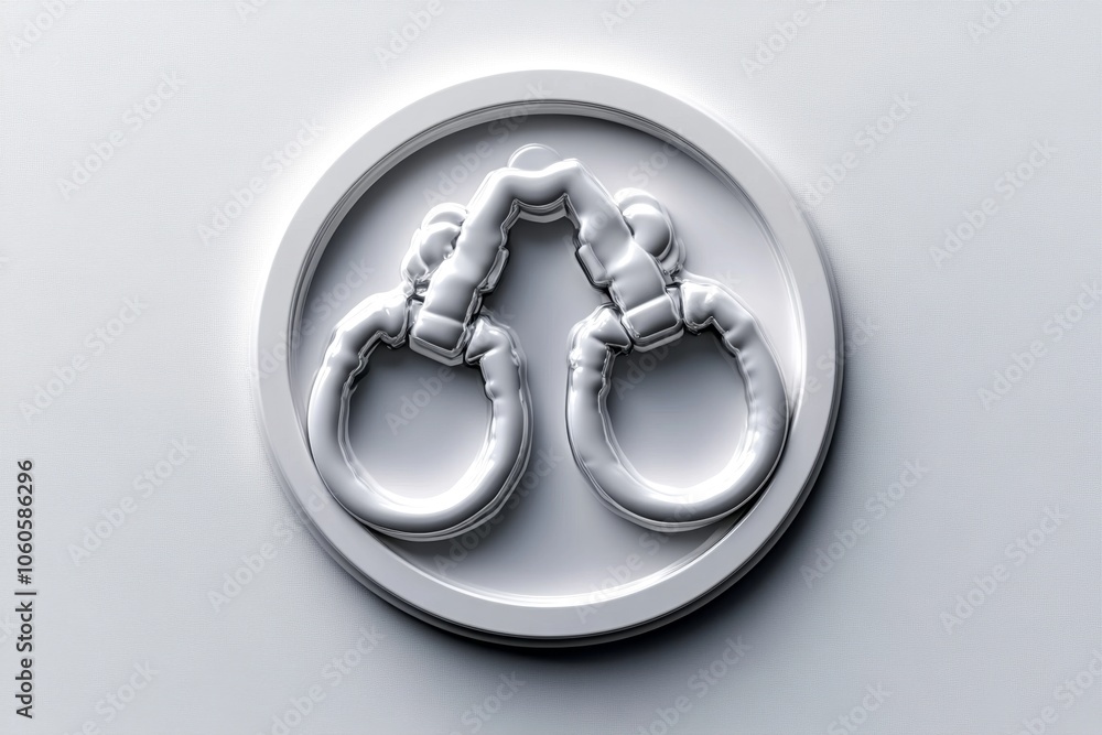 Poster simple icon of a pair of handcuffs with open loops, capturing the accessible, organized style of min