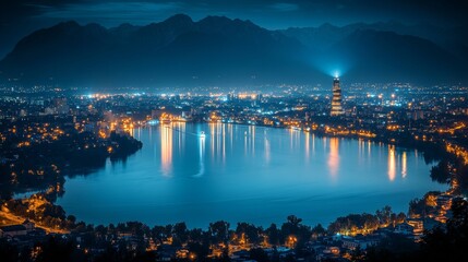 Naklejka premium country skyline at night