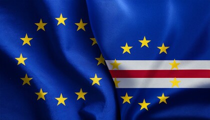 カーボヴェルデの国旗と欧州旗。(Cabo Verde flag and Europe flag.)

