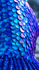 Obraz premium close- iridescent blue sequins on fabric