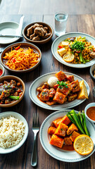 array delicious dishes ready a meal