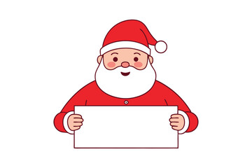 Santa Claus Holding a Blank Sign Vector: Jolly Christmas Illustration for Holiday Messages, Announcements, and Festive Greetings