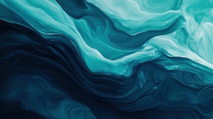 Obraz premium Abstract teal and white liquid paint swirls background.