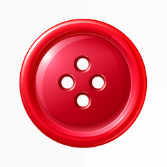 Fototapeta premium A bright red cartoon button with four holes, symbolizing sewing and crafting creativity
