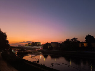 Fototapeta premium sunset over the river