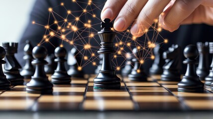 A strategic chess move captures the essence of planning, focus, and competitive spirit on a wooden chessboard.