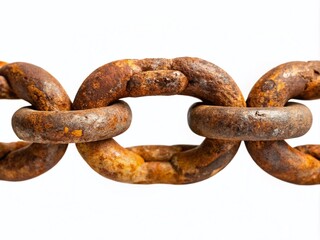 Fototapeta premium Isolated Portrait of a Rusty Old Chain Hanging on a White Background - Perfect for Industrial and Vintage Themes