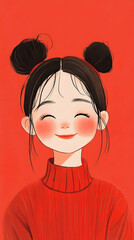 A stylish portrait featuring a woman with beautiful hair and makeup, embodying glamour and fashion, surrounded by floral elements in a vector illustration style