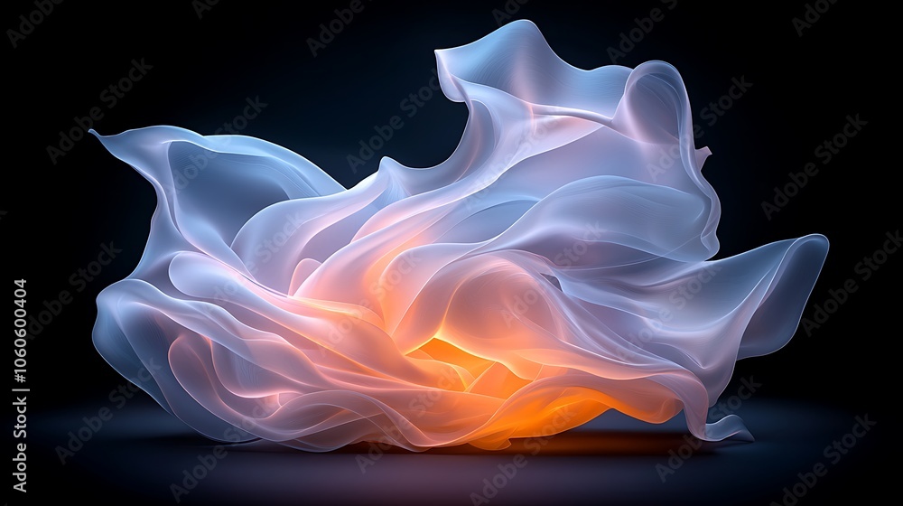 Poster translucent waves illuminate the dark space with ethereal light and fluid motion creating a dreamlik