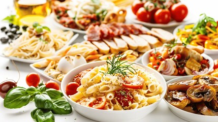 Colorful Italian Cuisine Spread on Table