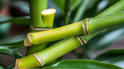 Fototapeta premium Green Bamboo Closeup Natural Texture Asian Plant Lush Growth