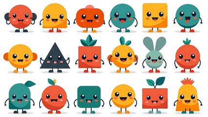 Obraz premium cute emoji characters, 3d cartoon emojis, adorable smiling faces, happy emoji icons, cartoon character faces