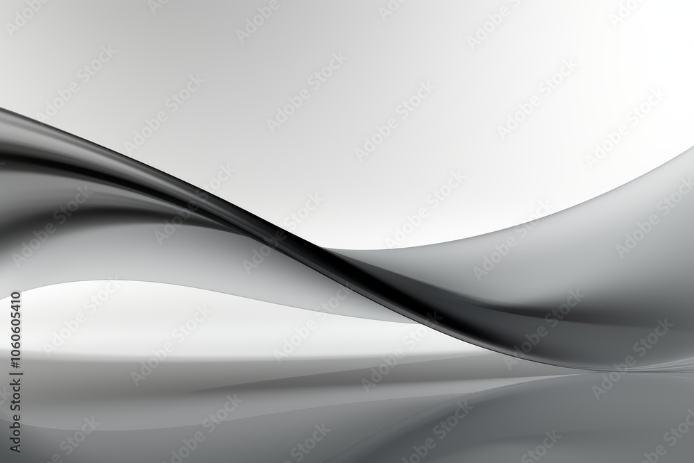 Poster minimalist grayscale art with fluid organic shapes and subtle gradients for depth and movement