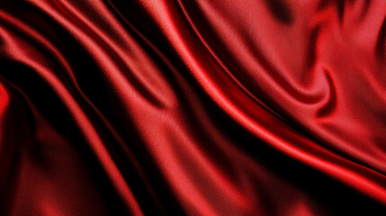 Obraz premium Close-up of luxurious red silk fabric with smooth, flowing folds, creating an elegant and sensual texture