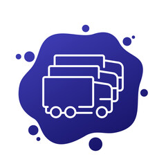 commercial fleet icon with trucks in line design