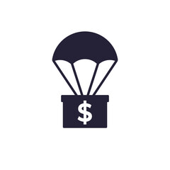 parachute money icon on white