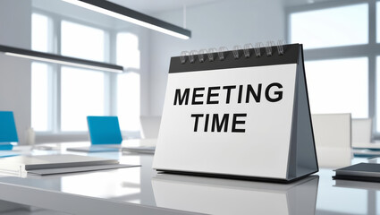 calendar displaying Meeting Time in modern office setting