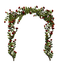 rose  con arco di legno con piante e fiori mazzo di fiori di rose  con fondo trasparente e isolato  © maximilian