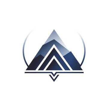 recommend clip art: Logo design featuring abstract mountain shapes and modern geometric elements in a blue color palette.