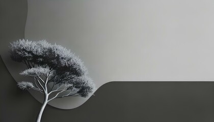 dandelion on black background, Minimalist color palette or monochrome, space for texts on the left, illustration