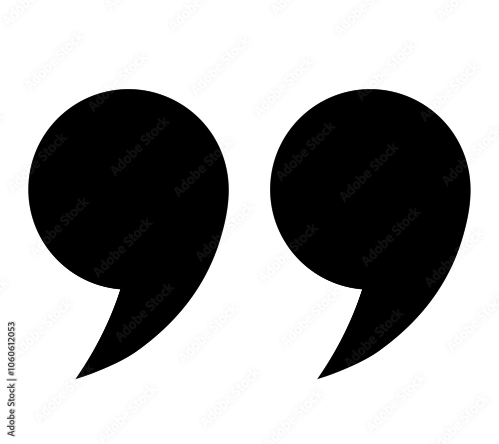 Fototapete a flat icon with round quotes on a white background. quotation marks, isolated black vector icon in 
