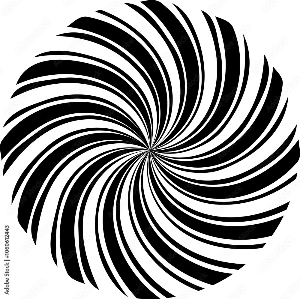 Poster spiral shape on white. curved lines rotating from a centric point forming a circle. abstract geometr