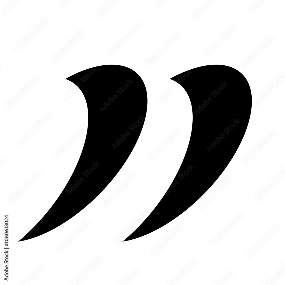 Fototapete a flat quotation mark icon on a white background. quotation marks, isolated black vector icon in the