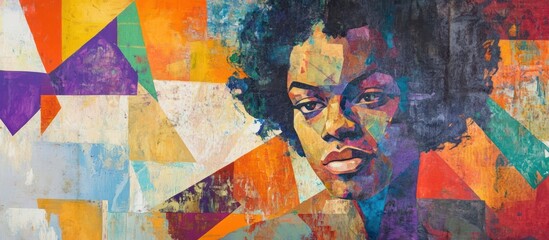 Abstract portrait of a woman with a colorful background.