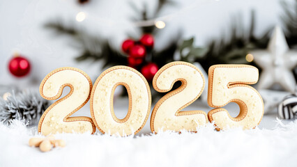 golden cookies spell out the year 2025