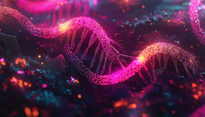 Glowing DNA in Futuristic Field Guide