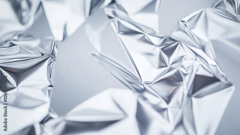Aufkleber close-up of crumpled aluminum foil creating an abstract metallic texture, perfect for backgrounds an