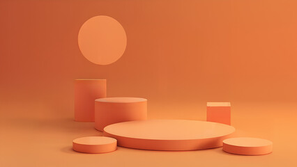 Minimalist Orange Pedestal Scene with Modern Aesthetic