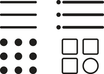 Menu bar flat icon set. Website navigation menu 