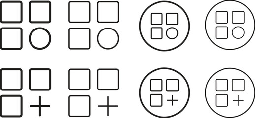 Menu bar flat icon set. Website navigation menu 
